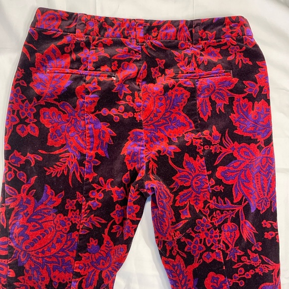 Anthropologie Women’s Essential Slim Velvet Floral Pattern Pants size 8 - Picture 5 of 7